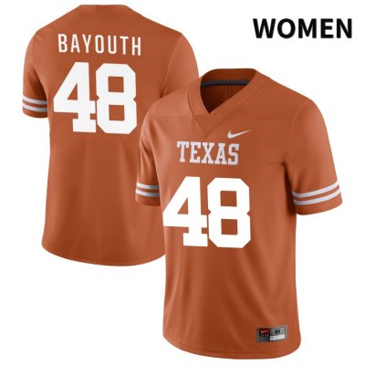 Texas Longhorns Women's #48 Patrick Bayouth Authentic Orange NIL 2022 College Football Jersey VLC52P4Y